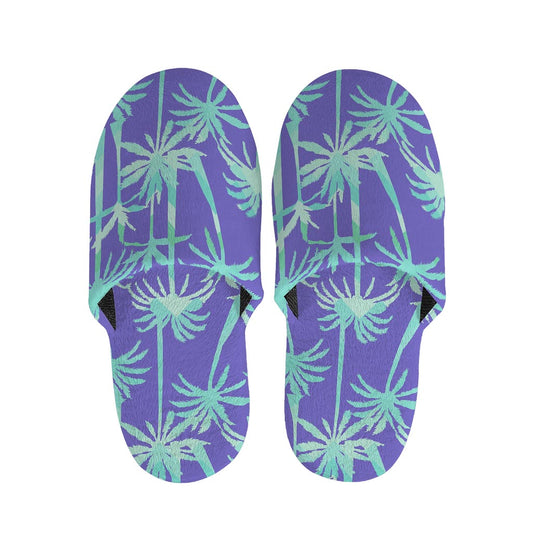 Teal Palm Tree Pattern Print Slippers