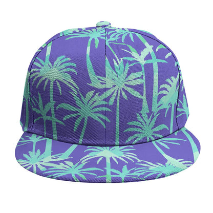 Teal Palm Tree Pattern Print Snapback Cap