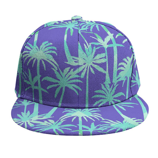 Teal Palm Tree Pattern Print Snapback Cap
