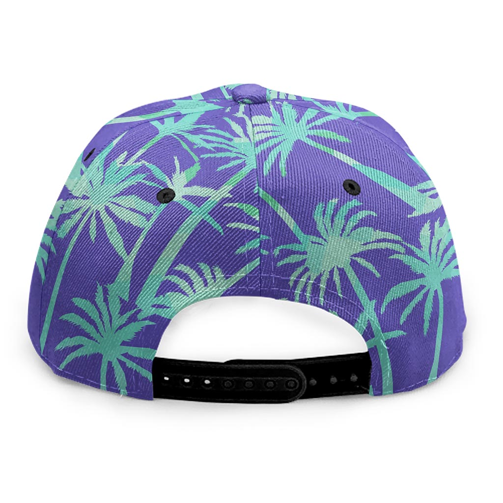 Teal Palm Tree Pattern Print Snapback Cap