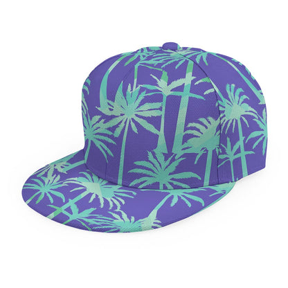 Teal Palm Tree Pattern Print Snapback Cap