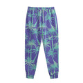 Teal Palm Tree Pattern Print Sweatpants