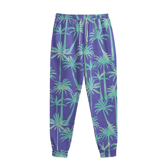 Teal Palm Tree Pattern Print Sweatpants