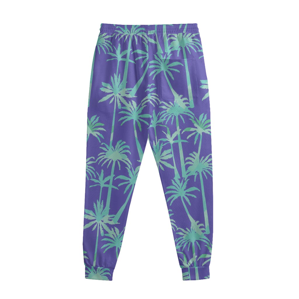 Teal Palm Tree Pattern Print Sweatpants