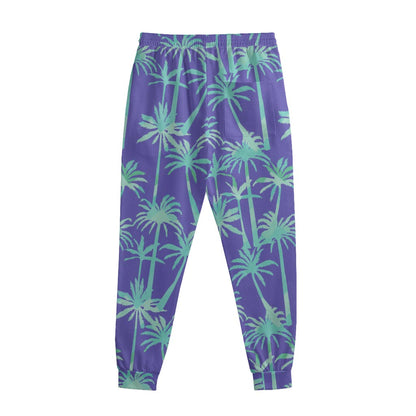Teal Palm Tree Pattern Print Sweatpants