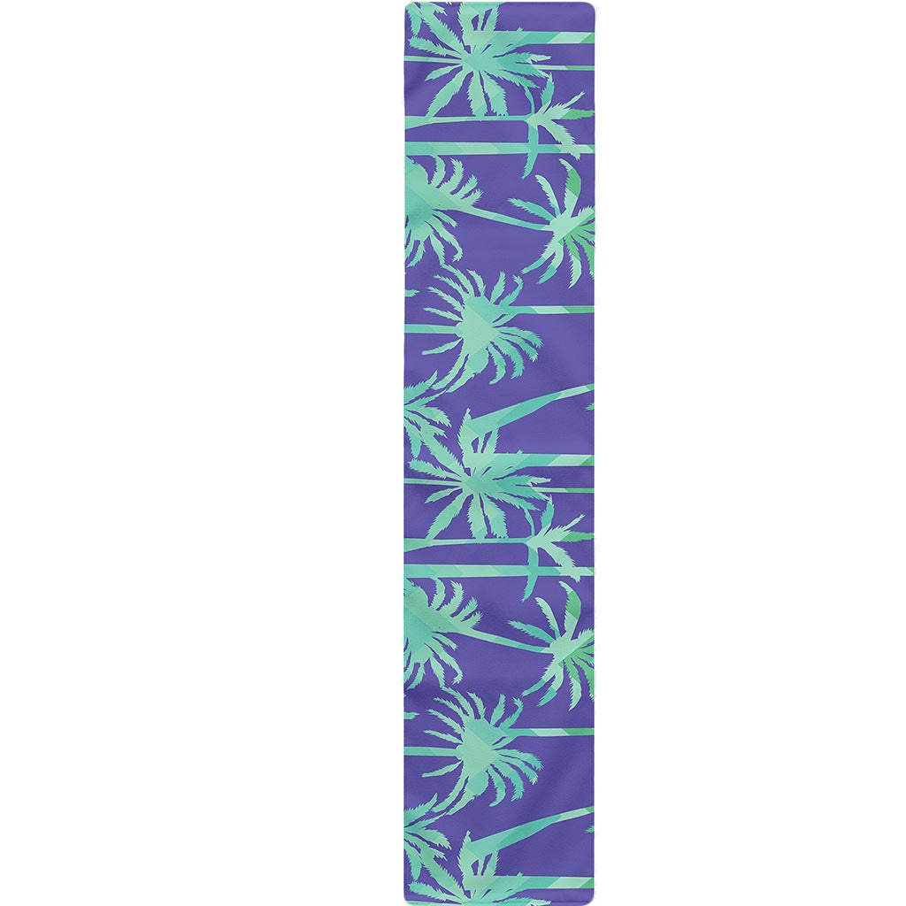 Teal Palm Tree Pattern Print Table Runner