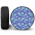 Teal Palm Tree Pattern Print Tire Cover