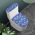 Teal Palm Tree Pattern Print Toilet Lid And Tank Cover Set