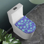 Teal Palm Tree Pattern Print Toilet Lid Cover