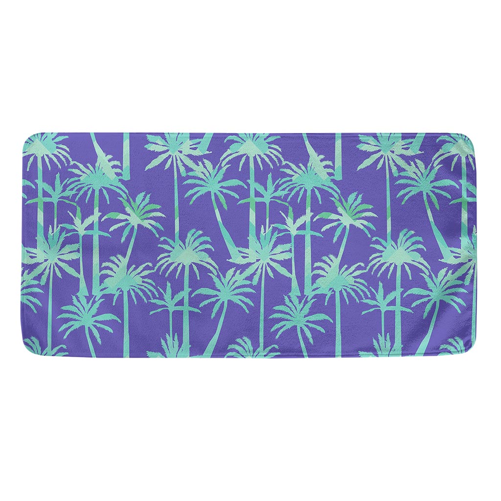 Teal Palm Tree Pattern Print Towel