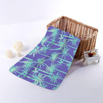 Teal Palm Tree Pattern Print Towel