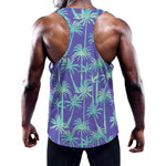 Teal Palm Tree Pattern Print Training Tank Top