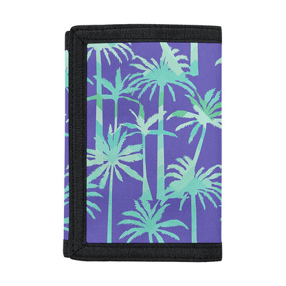 Teal Palm Tree Pattern Print Trifold Wallet