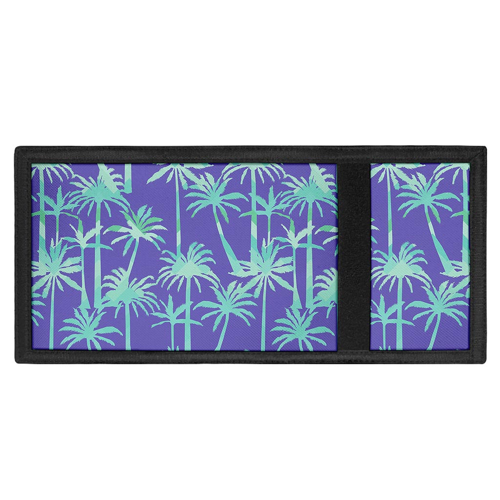 Teal Palm Tree Pattern Print Trifold Wallet