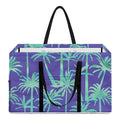 Teal Palm Tree Pattern Print Utility Tote Bag