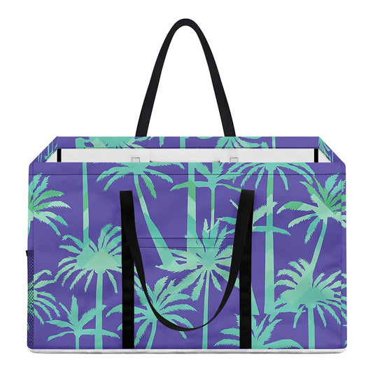 Teal Palm Tree Pattern Print Utility Tote Bag