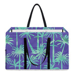 Teal Palm Tree Pattern Print Utility Tote Bag