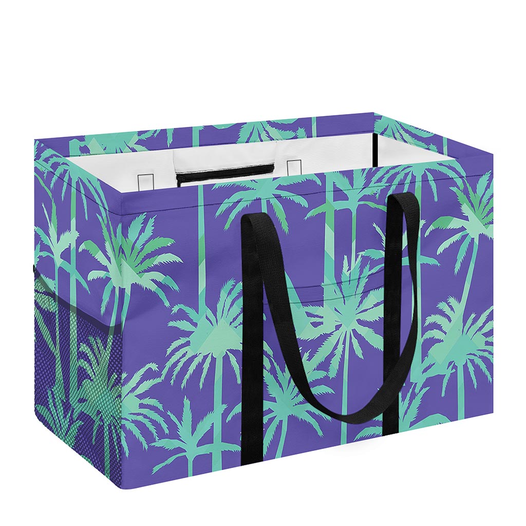 Teal Palm Tree Pattern Print Utility Tote Bag