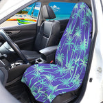 Teal Palm Tree Pattern Print Waterproof Car Seat Cover