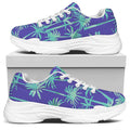 Teal Palm Tree Pattern Print White Chunky Shoes