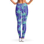 Teal Palm Tree Pattern Print Women's Leggings