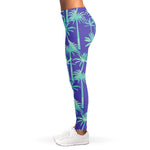 Teal Palm Tree Pattern Print Women's Leggings