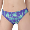 Teal Palm Tree Pattern Print Women's Panties