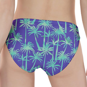 Teal Palm Tree Pattern Print Women's Panties