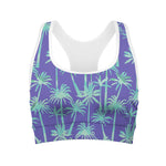 Teal Palm Tree Pattern Print Women's Sports Bra
