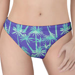 Teal Palm Tree Pattern Print Women's Thong