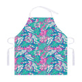Teal Pink Blossom Tropical Pattern Print Adjustable Apron