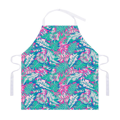 Teal Pink Blossom Tropical Pattern Print Adjustable Apron