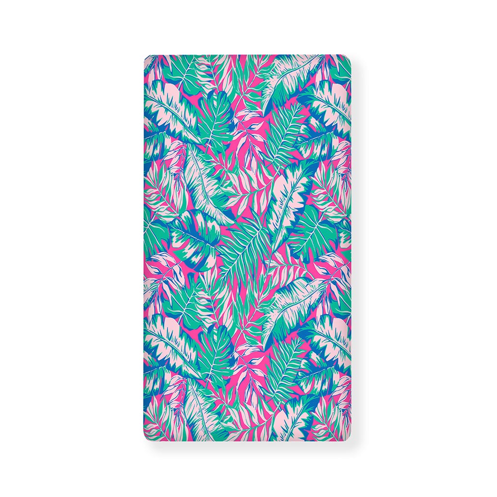Teal Pink Blossom Tropical Pattern Print Baby Crib Sheet