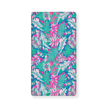 Teal Pink Blossom Tropical Pattern Print Baby Crib Sheet