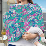 Teal Pink Blossom Tropical Pattern Print Baby Seat Cover