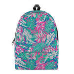 Teal Pink Blossom Tropical Pattern Print Backpack