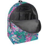 Teal Pink Blossom Tropical Pattern Print Backpack