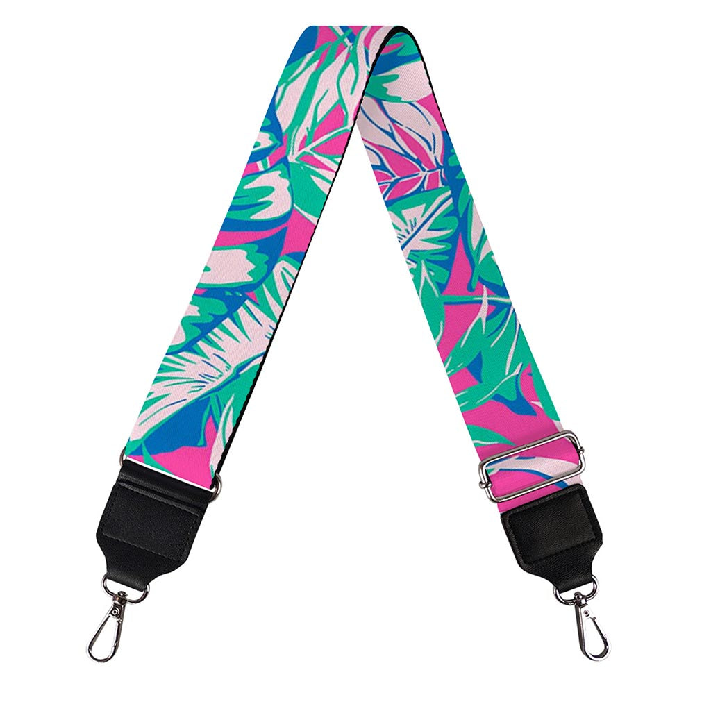 Teal Pink Blossom Tropical Pattern Print Bag Strap