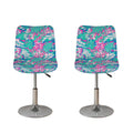 Teal Pink Blossom Tropical Pattern Print Bar Stool Covers