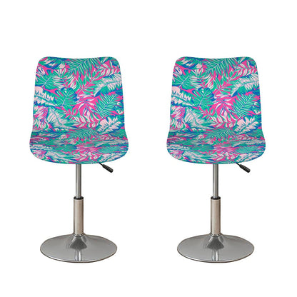 Teal Pink Blossom Tropical Pattern Print Bar Stool Covers