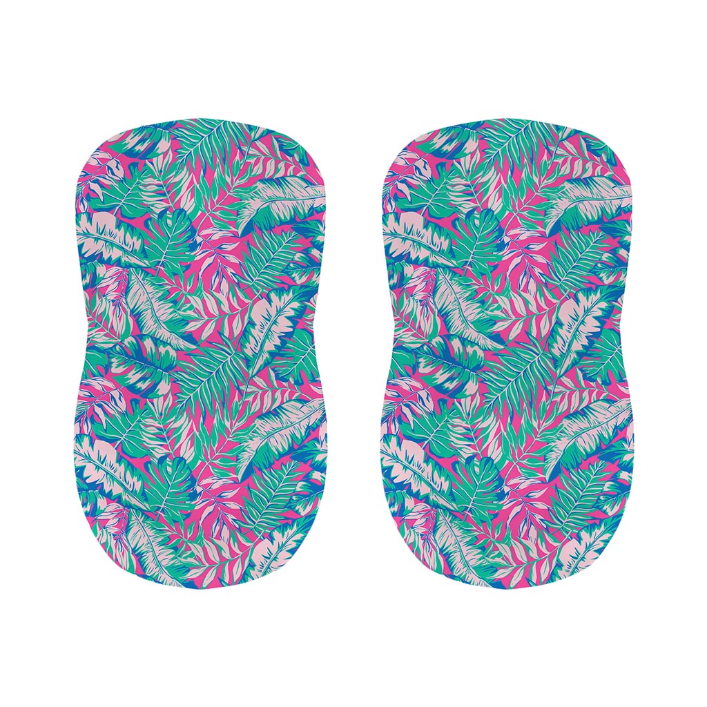 Teal Pink Blossom Tropical Pattern Print Bar Stool Covers