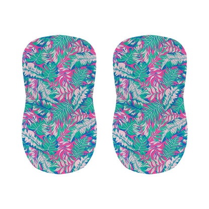 Teal Pink Blossom Tropical Pattern Print Bar Stool Covers