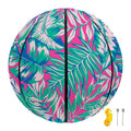 Teal Pink Blossom Tropical Pattern Print Basketball