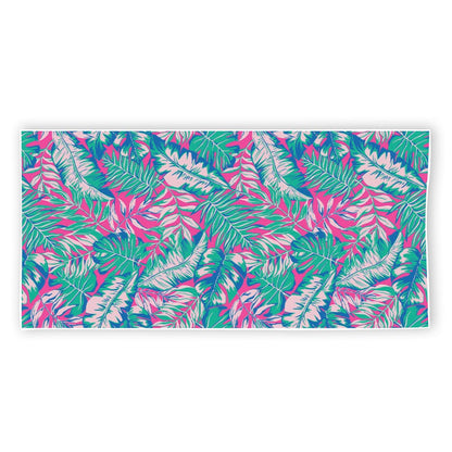 Teal Pink Blossom Tropical Pattern Print Beach Towel