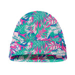 Teal Pink Blossom Tropical Pattern Print Beanie