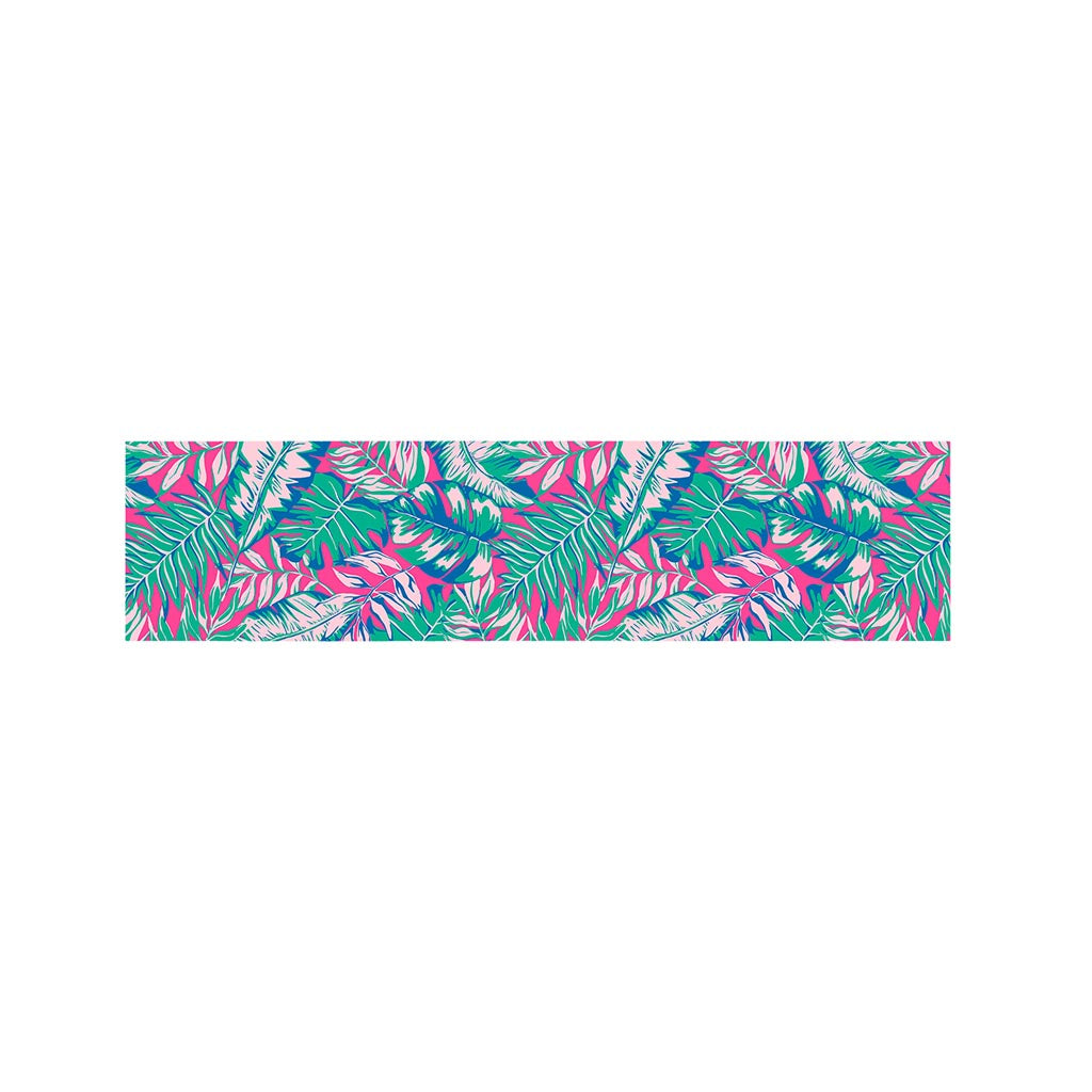 Teal Pink Blossom Tropical Pattern Print Bed Runner