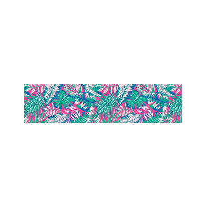 Teal Pink Blossom Tropical Pattern Print Bed Runner
