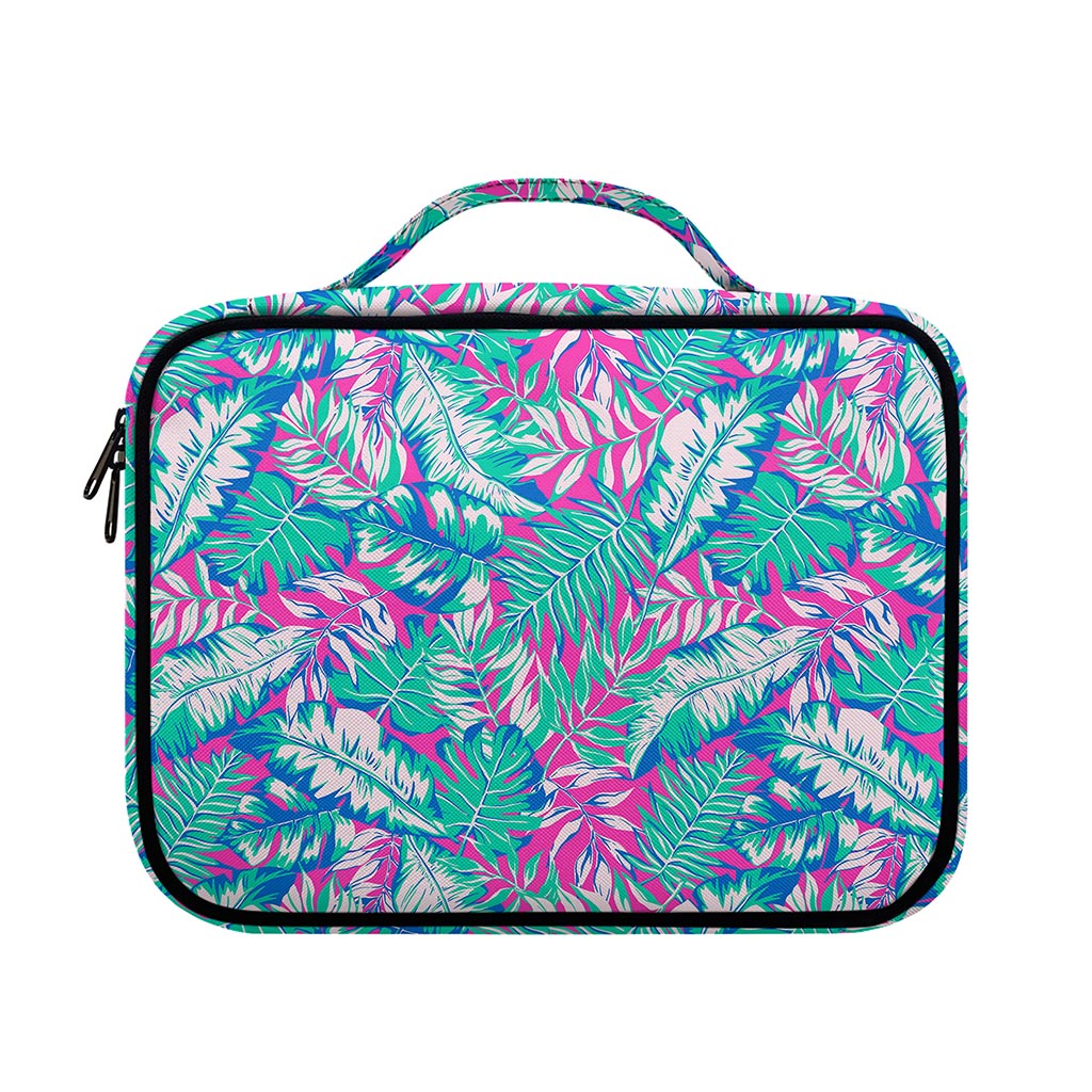 Teal Pink Blossom Tropical Pattern Print Briefcase Bible Bag
