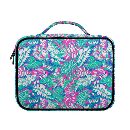 Teal Pink Blossom Tropical Pattern Print Briefcase Bible Bag