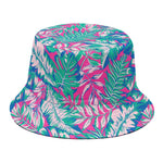 Teal Pink Blossom Tropical Pattern Print Bucket Hat